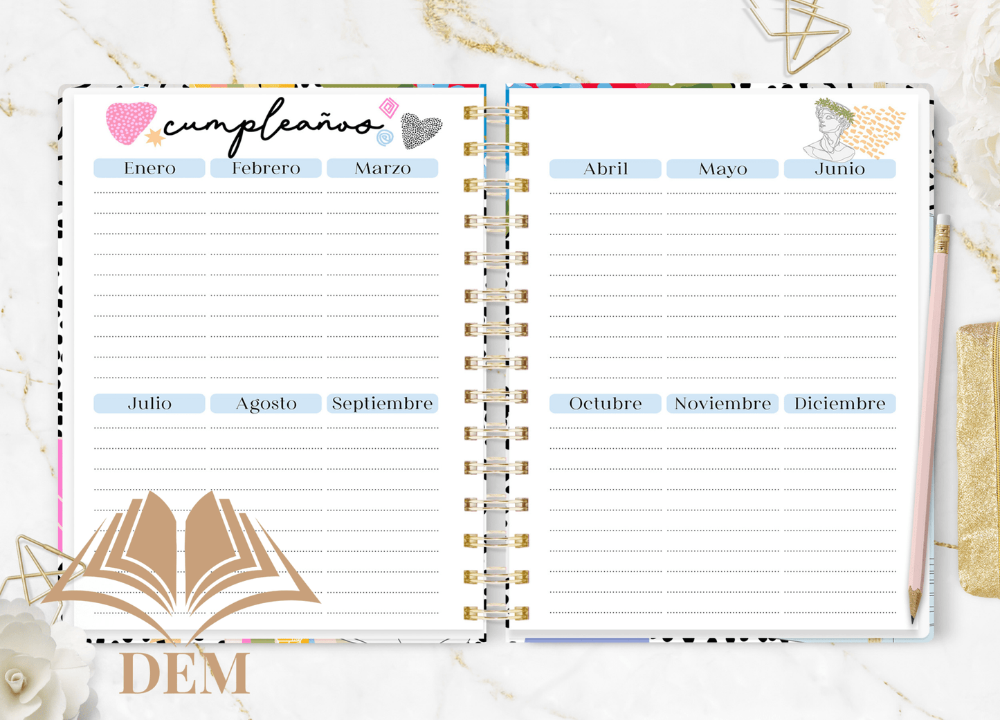 Agenda 2026 Art Vibes – Diseño Diario Personalizado - ImpresionesDEM