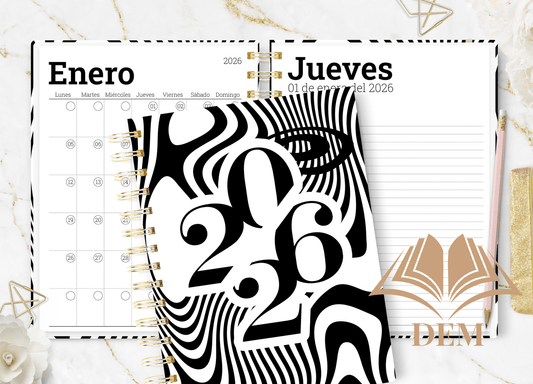 Agenda 2026 Formato Diario Ejecutiva Black Tint - ImpresionesDEM