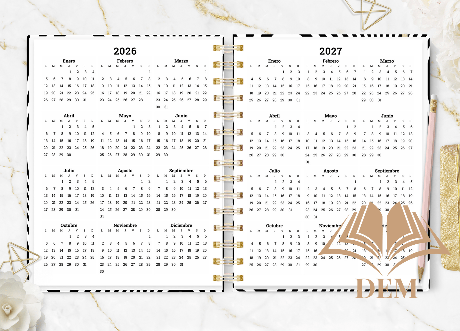 Agenda 2026 Formato Diario Ejecutiva Black Tint - ImpresionesDEM