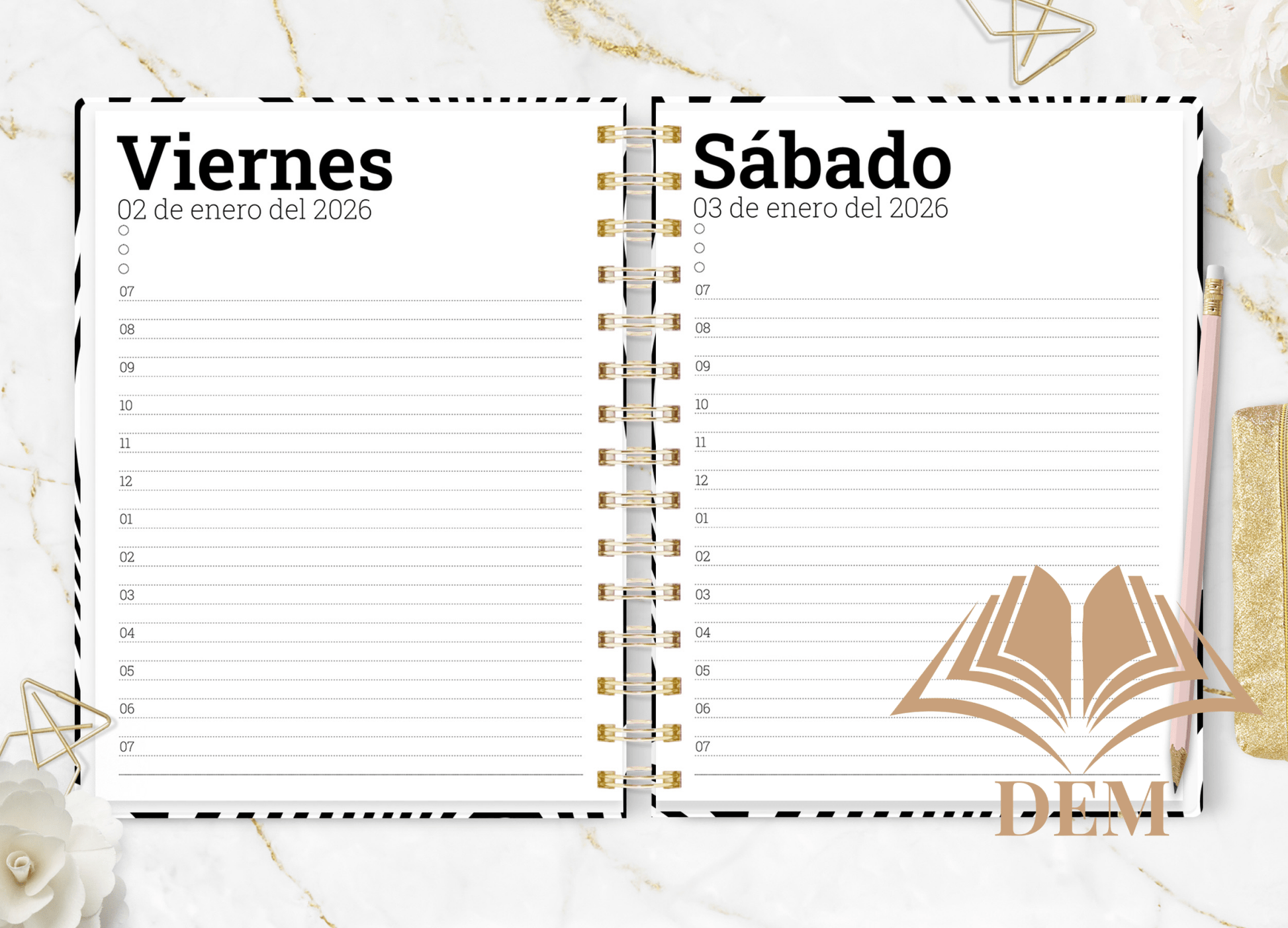 Agenda 2026 Formato Diario Ejecutiva Black Tint - ImpresionesDEM