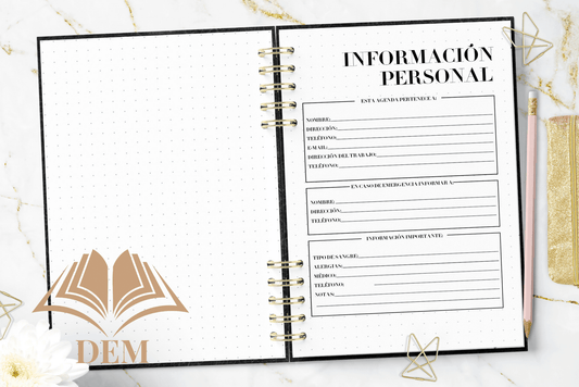 Agenda 2026 Semanal Tapa Dura, Contactos y Planificación Anual - ImpresionesDEM