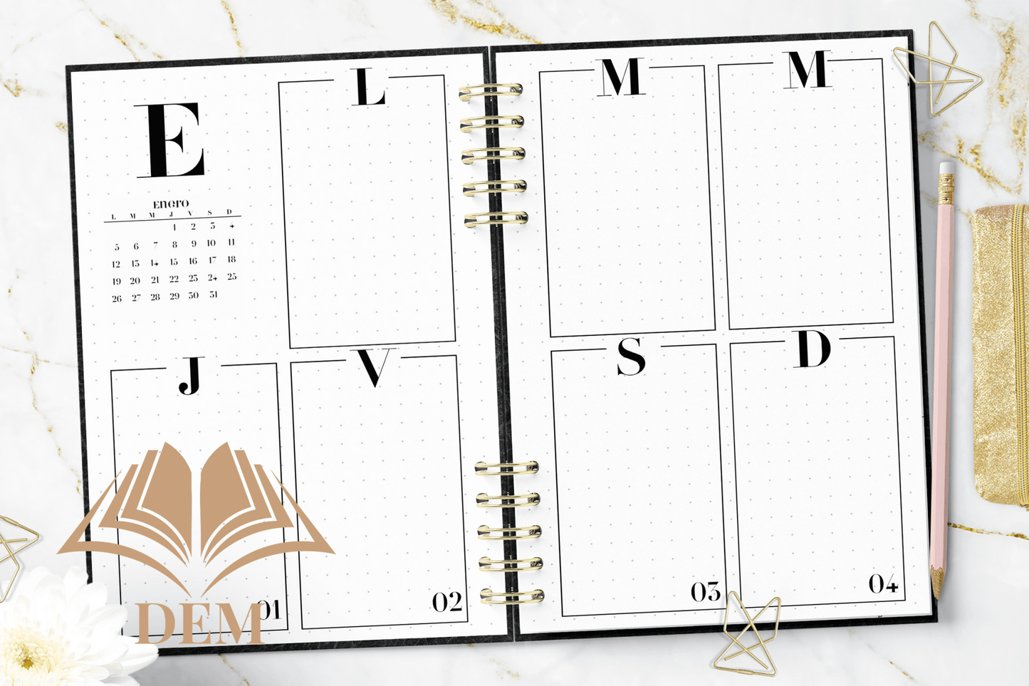 Agenda 2026 Semanal Tapa Dura, Contactos y Planificación Anual - ImpresionesDEM