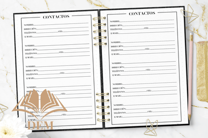 Agenda 2026 Semanal Tapa Dura, Contactos y Planificación Anual - ImpresionesDEM