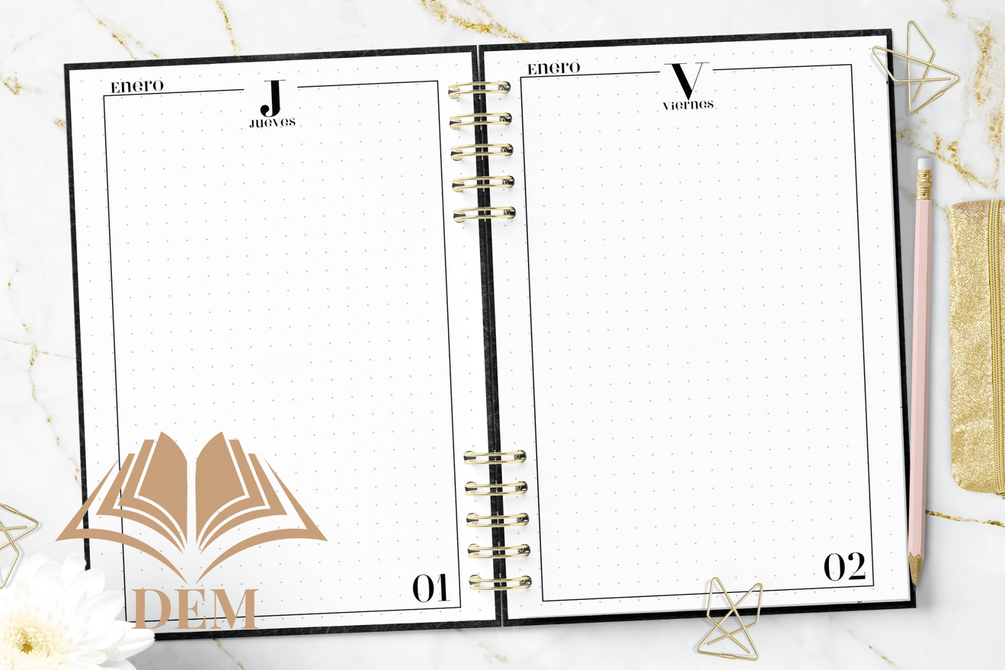 Agenda Anual 2026 Diaria "Black Lines" - Diseño Elegante y Minimalista personalizada - ImpresionesDEM