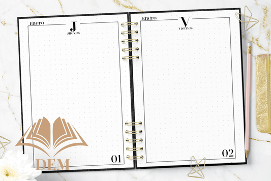 Agenda Anual 2026 Diaria "Black Lines" - Diseño Elegante y Minimalista personalizada - ImpresionesDEM