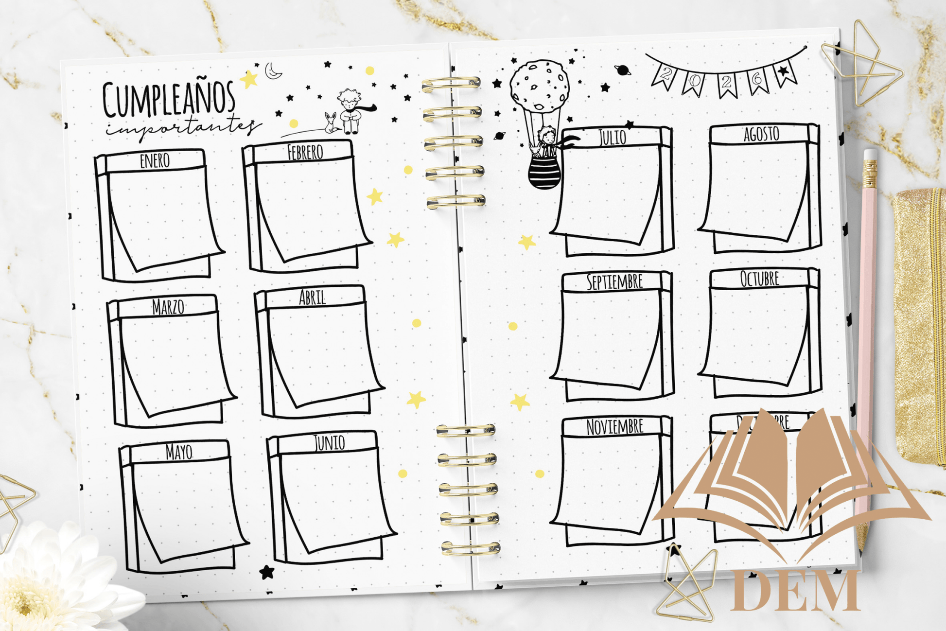 Agenda Diaria 2026 "El Principito" Personalizada - Diseño Exclusivo y Tapa Dura - ImpresionesDEM