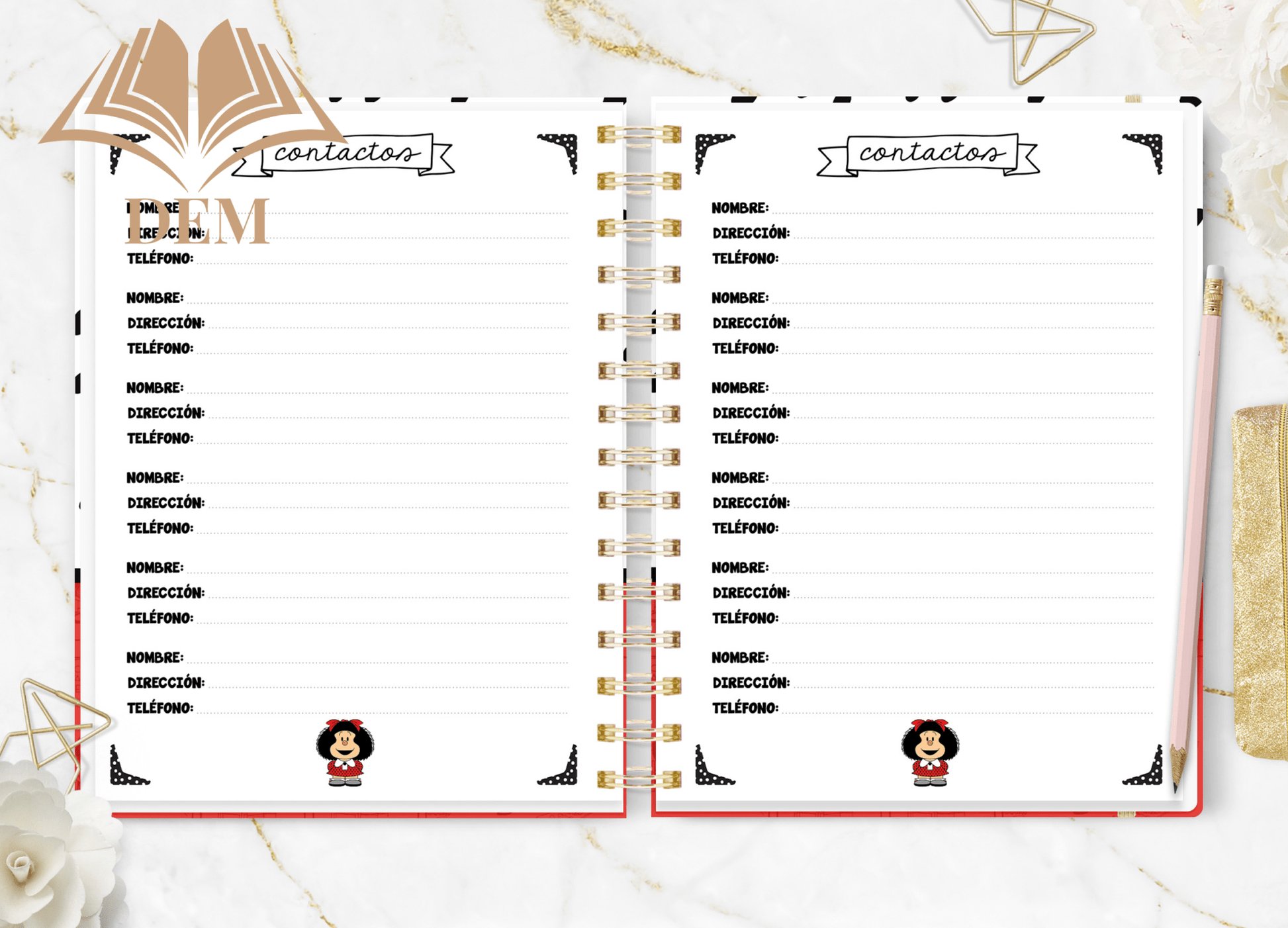 Agenda Semanal 2026 Mafalda - Planificación y Listas de Tareas - ImpresionesDEM