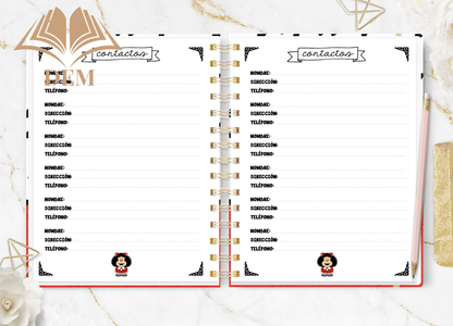 Agenda Semanal 2026 Mafalda - Planificación y Listas de Tareas - ImpresionesDEM