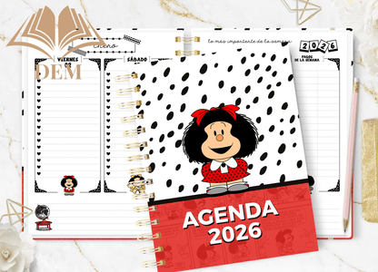 Agenda Semanal 2026 Mafalda - Planificación y Listas de Tareas - ImpresionesDEM